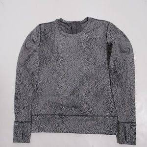 Lululemon Rush Hour Long Sleeve Running Luon Spray Jacquard White Black Size 2